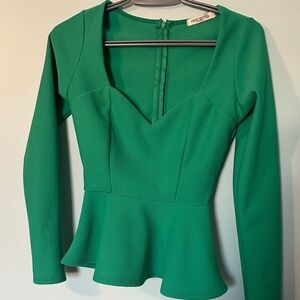 Arden B Emerald Peplum Blouse